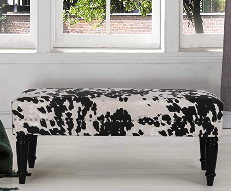 farmhouse decorations for living room_cow hide ottoman